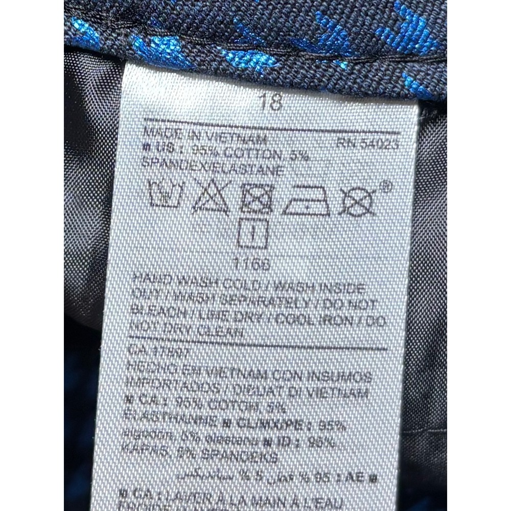 Old Navy NWT Pixie Ankle Pants 18 Cotton Blend Blue Metallic Print Stretch Y2K - Picture 8 of 11